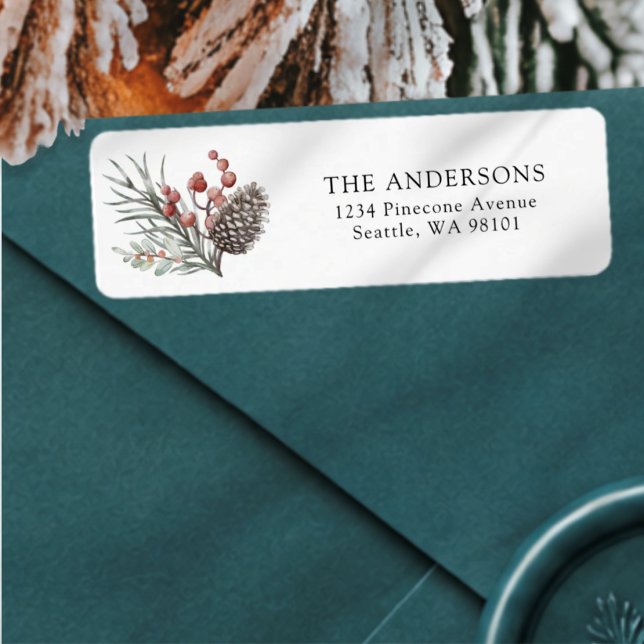 Modern Christmas Return Address Winter Foliage (Creator Uploaded)