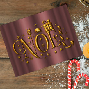 Modern Christmas Rose Gold Noel Holiday Postcard