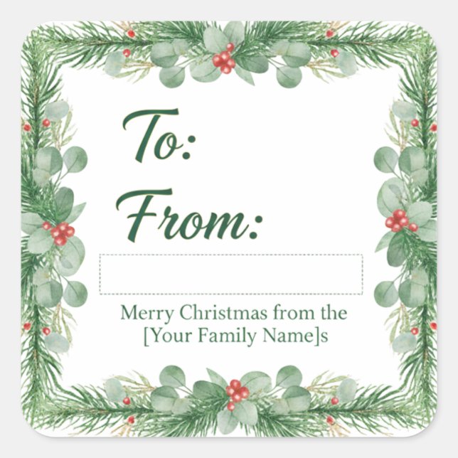 Modern Christmas Round Gift Sticker  (Front)