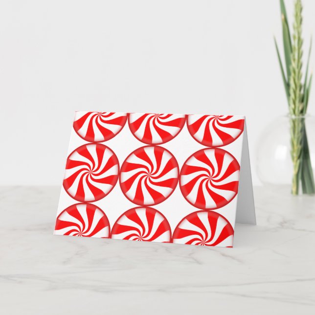 Modern Christmas Round Peppermint Candy Fun Funny Holiday Card (Front)