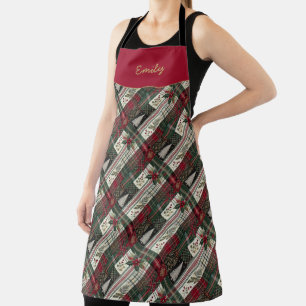 Modern Christmas Rustic Tartan Plaid Apron