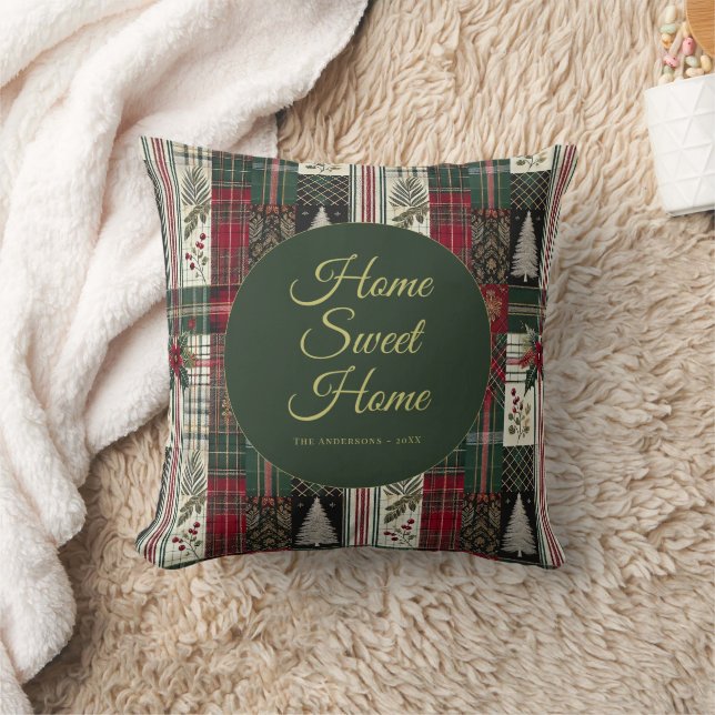 Modern Christmas Rustic Tartan Plaid  Cushion (Blanket)
