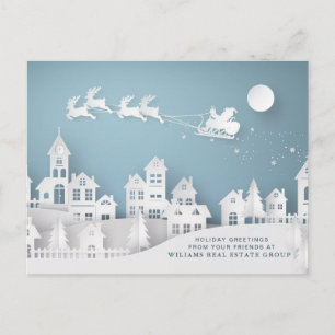 Modern Christmas Santa Sleigh Corporate Greeting Postcard