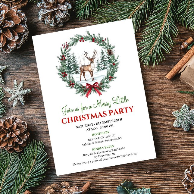 Modern Christmas Scene Watercolor Holiday Invite (Modern Christmas Scene Watercolor Holiday Invite)