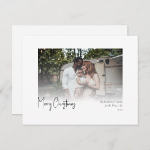 Modern Christmas Script Faded Photo Holiday Card