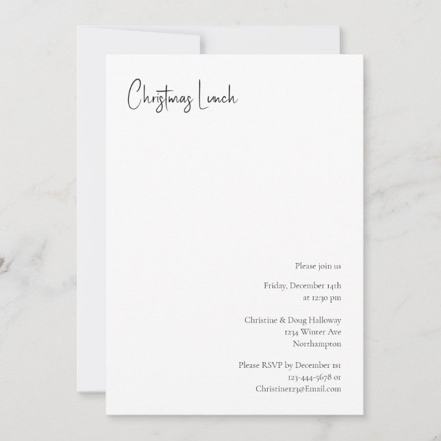 Modern Christmas Script Lunch Invitation (Front)