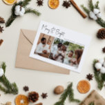 Modern Christmas Script Merry & Bright Three-Photo Holiday Card<br><div class="desc">This modern Christmas script merry & bright three-photo holiday card is perfect for your minimalist shabby chic boho black and white holiday greeting. The minimal whimsical handwritten calligraphy is delicate and rustic while staying classy and elegant. The design reflects a simple all-white winter day and evokes memories of a more...</div>