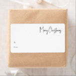 Modern Christmas Script Rectangle Gift<br><div class="desc">This modern Christmas script rectangle gift label is perfect for your minimalist shabby chic boho black and white holiday present. The minimal whimsical handwritten calligraphy is delicate and rustic while staying classy and elegant. The design reflects a simple all-white winter day and evokes memories of a more simplistic life. You...</div>