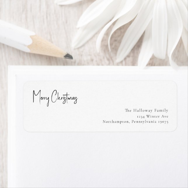 Modern Christmas Script Return Address Envelope (Insitu)