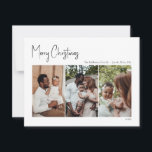 Modern Christmas Script Three-Photo Holiday Card<br><div class="desc">This modern Christmas script three-photo holiday card is perfect for your minimalist shabby chic boho black and white holiday greeting. The minimal whimsical handwritten calligraphy is delicate and rustic while staying classy and elegant. The design reflects a simple all-white winter day and evokes memories of a more simplistic life. You...</div>