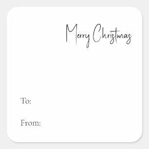 Modern Christmas Script To From Square Sticker