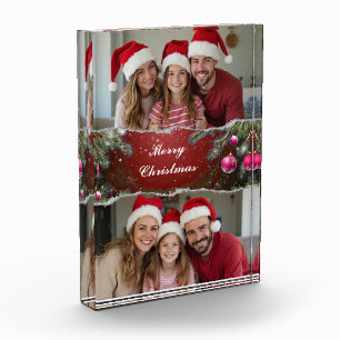 Modern Christmas Script with Family Photo Block