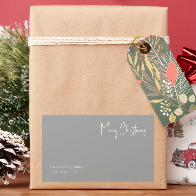 Modern Christmas | Silver Family Gift Label (Holiday)