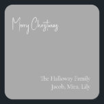 Modern Christmas Silver Square Family Gift Sticker<br><div class="desc">This modern Christmas silver square family gift sticker is perfect for your minimalist shabby chic boho silver and white holiday greeting. The minimal whimsical handwritten calligraphy is delicate and rustic while staying classy and elegant. You will find that everything about this product is editable, so feel free to add pictures...</div>