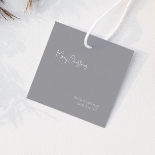 Modern Christmas   Silver Square Family Gift Tag