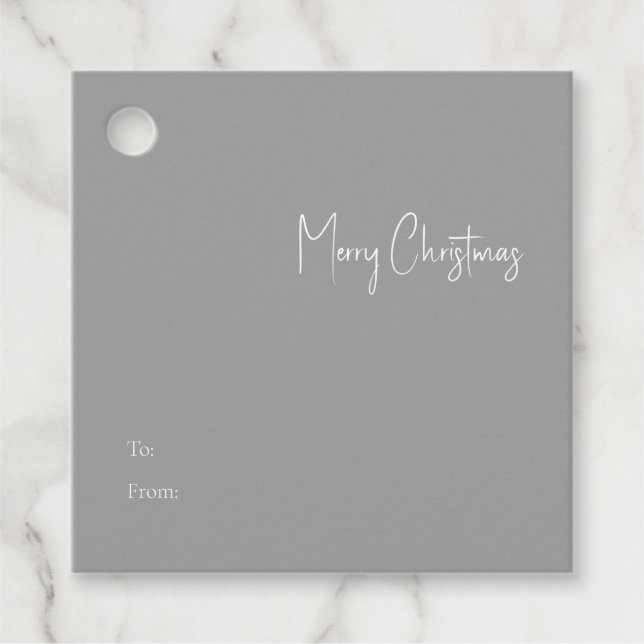 Modern Christmas | Silver Square To From Gift Tag (Front)
