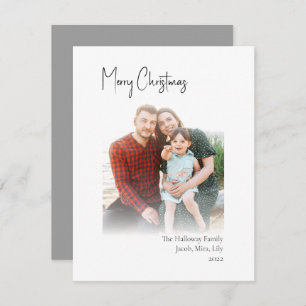Modern Christmas   Silver Vertical Faded Photo Holiday Card