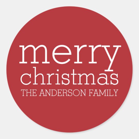 Modern Christmas - Simply Red and White Classic Round Sticker