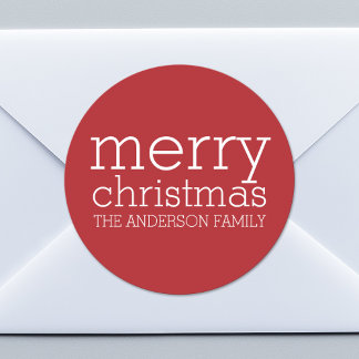 Modern Christmas - Simply Red and White Classic Round Sticker