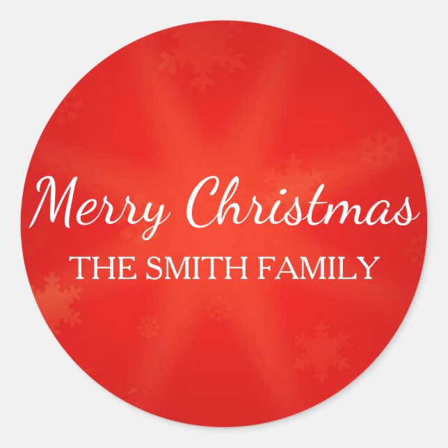 Modern Christmas Simply Red and White Snowflakes Classic Round Sticker (Front)
