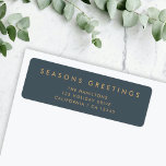 Modern Christmas | Slate Grey and Gold Address<br><div class="desc">Simple, stylish, trendy holiday return address label with modern minimal typography quote "Seasons Greetings" in gold on a slate grey background. The name, address and greeting can be easily customised for a personal touch. A bold, minimalist and contemporary christmas design to stand out from the crowd this holiday season! #christmas...</div>