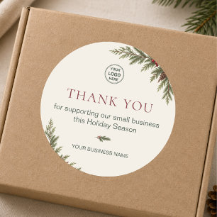 Modern Christmas Small Business Thank You Classic Round Sticker