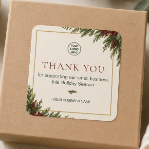 Modern Christmas Small Business Thank You Square Sticker