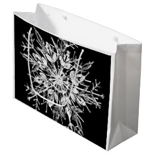 Modern Christmas Snowflake Black And White Large Gift Bag