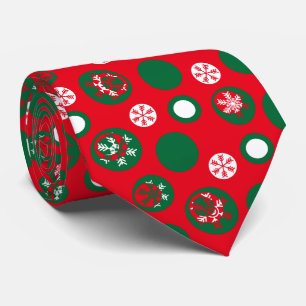 Modern Christmas Snowflakes Dots Pattern Tie