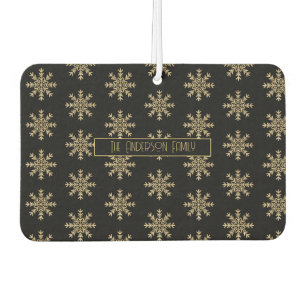 Modern Christmas Snowflakes Pattern Family Name Car Air Freshener