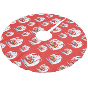 Modern Christmas snowman Xmas tree Pattern Brushed Polyester Tree Skirt