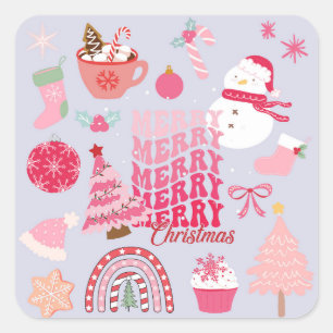 Modern Christmas Square Sticker