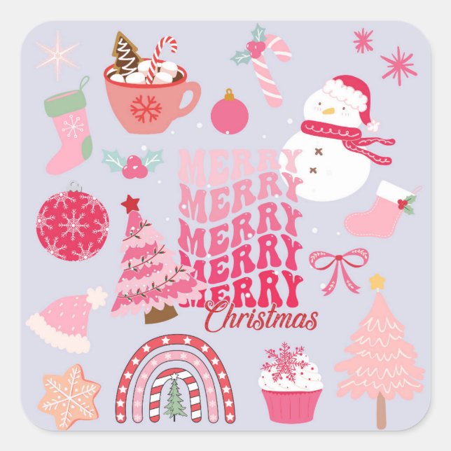 Modern Christmas Square Sticker (Front)