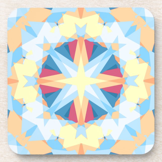 Modern Christmas Star Festive Blue Gold Yellow Coaster (Front)