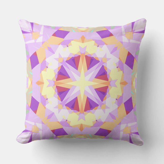 Modern Christmas Star Festive Purple Gold Yellow Cushion (Front)