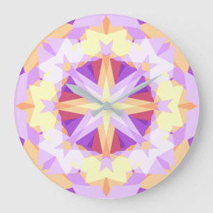 Modern Christmas Star Festive Purple Gold Yellow Large Clock