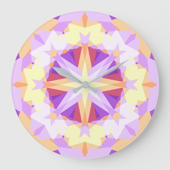 Modern Christmas Star Festive Purple Gold Yellow Large Clock (Front)