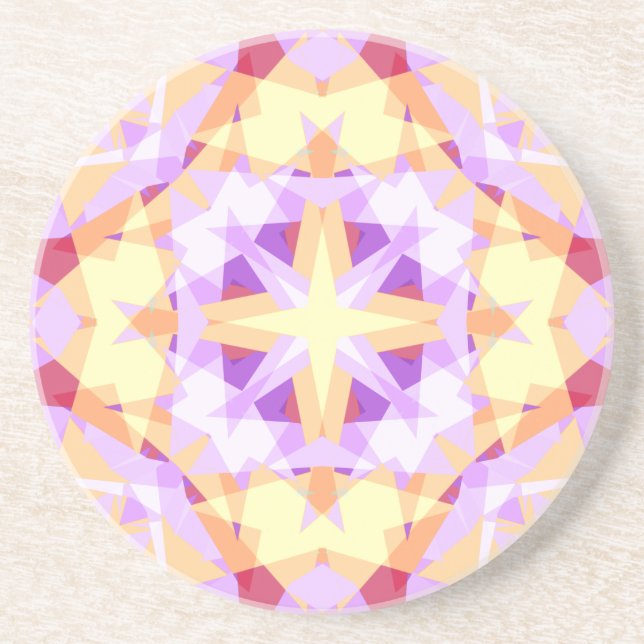 Modern Christmas Star Festive Purple Red Yellow  Coaster (Front)