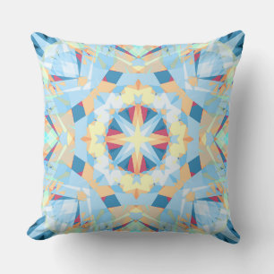 Modern Christmas Star Winter Blue Gold Yellow Cushion