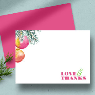 Modern Christmas Stationery Thank You Watercolor Holiday Card