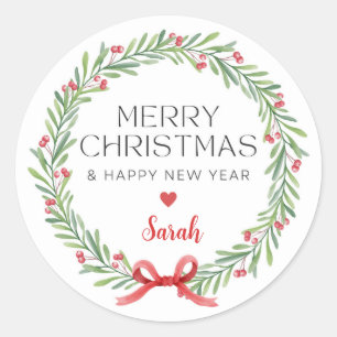 Modern Christmas Stickers - Christmas Wreath