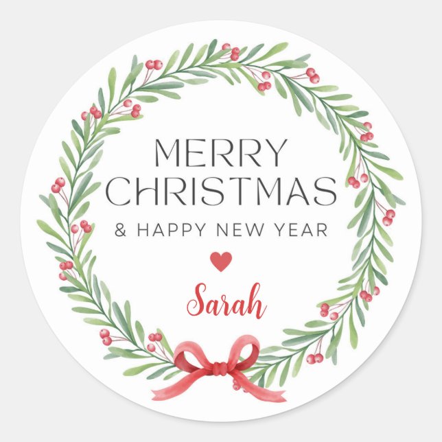 Modern Christmas Stickers - Christmas Wreath (Front)