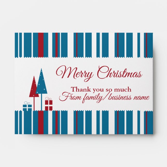 Modern Christmas Stripe Cash Gift Envelope (Front)