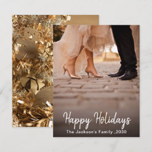 Modern Christmas Stylish Elegant Bride Groom Holiday Card