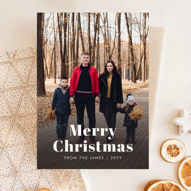 Modern Christmas Stylish Minimalist Family Photo Holiday Card (Creator Uploaded)