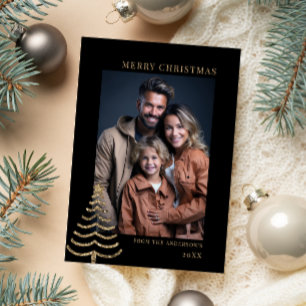 Modern Christmas Stylish Minimalist photo Family Holiday Card