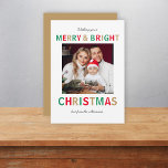 Modern Christmas Stylish Minimalist Script Family  Holiday Card<br><div class="desc">Simple, stylish custom photo "merry & bright" christmas card with modern minimalist handwritten script and blod typography and a simple chrip white background , The photo and text can easily be personalised for a design as unique as your special family! The image shown is for illustration purposes only to be...</div>
