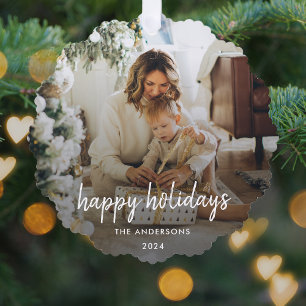 Modern Christmas Stylish Minimalist Script Family Tree Decoration Card