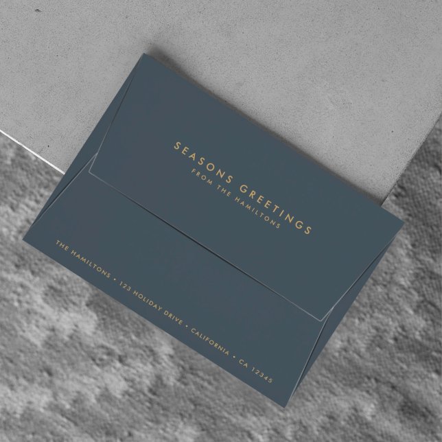 Modern Christmas | Stylish Slate Grey and Gold Envelope (Creator Uploaded)
