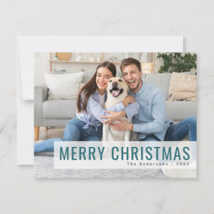 Modern Christmas   Stylish Trendy Teal Photo Holiday Card
